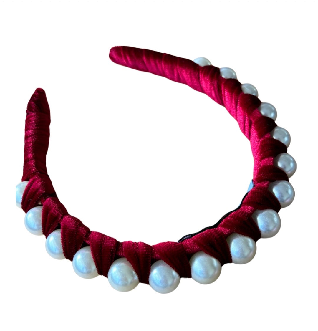 Girl With The Pearl Headband | GlamBand (lush red) | FREE shipping
