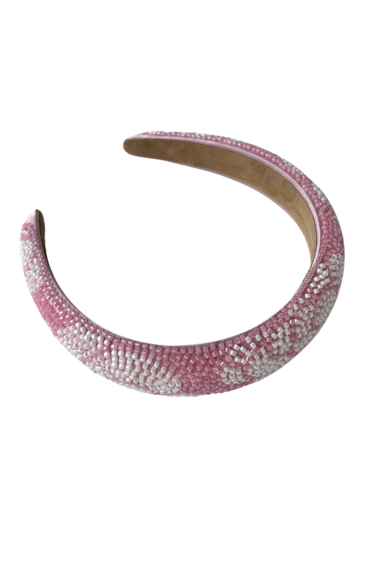 Bead Still My Heart Pink White GlamBand hairband for the races