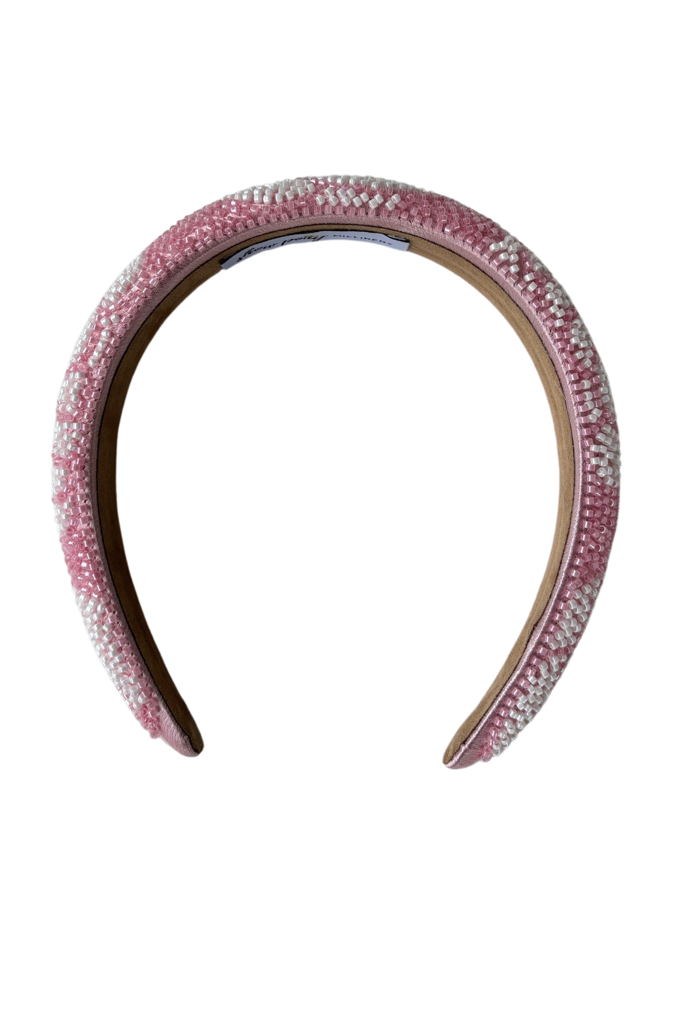 Bead Still My Heart Pink White GlamBand hairband for the races